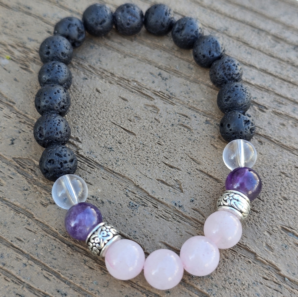 Black and Pink Handmade Real Beaded Bracelet